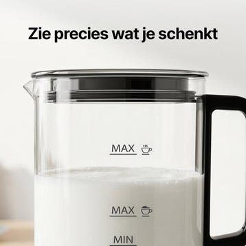 Olvy Melkopschuimer Glas - Elektrische Melkopschuimer 500W -, Verzenden, Zo goed als nieuw