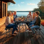 Campingtafelset Vani inklapbaar in wicker-look - zwart-wicke, Caravans en Kamperen, Verzenden, Nieuw