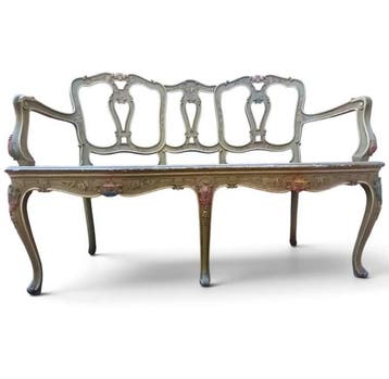 Sofa - Hout - Beweegbare gelakte bank.