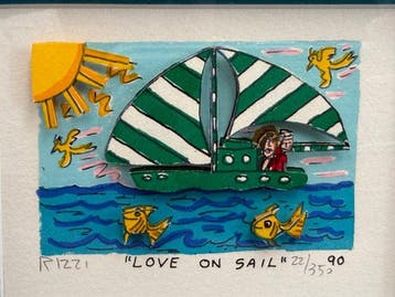 James Rizzi (1950-2011) - LOVE ON SAIL3D silkscreen