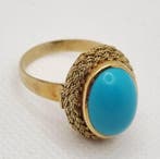Ring - 18 karaat Geel goud Turquoise, Nieuw