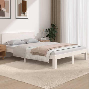 vidaXL Bedframe massief hout wit 150x200 cm, Verzenden, Wit, Overige maten, 200 cm