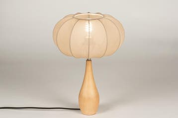 Rietveld Tafellampen - Taupe, Hout, Naturel - Stof, Hout, Verzenden, Nieuw