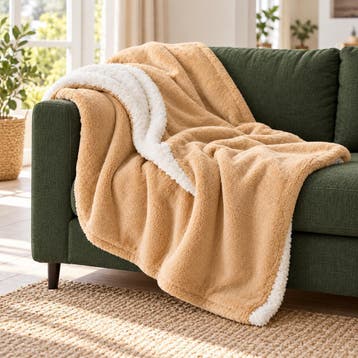 Sherpa plaid beige 150x200 cm – zachte woondeken – nieuw, Verzenden, Beige, Nieuw, Sherpadeken