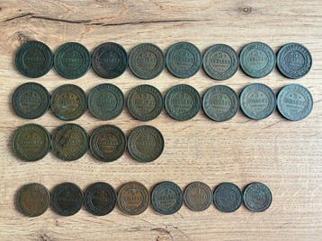 Rusland. Set of 25+ coins: 1, 2, 3 Kopecks 1869/1916 (Zonder