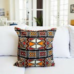 Afrikaans kussen | Rood & Oranje Bogolan Symbols - Sierkusse, Ophalen of Verzenden, Nieuw