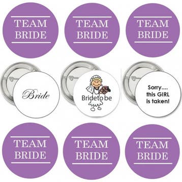 Vrijgezellenfeest button set Bride to Be en Team Bride, Verzenden, Nieuw, Feestartikel, Geboorte of Huwelijk