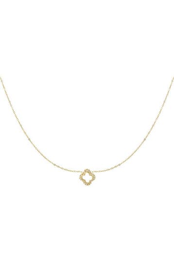 Goudlief Diamant klaver ketting (Hangerkettingen, Kettingen), Verzenden, Nieuw, Zilver, Overige materialen