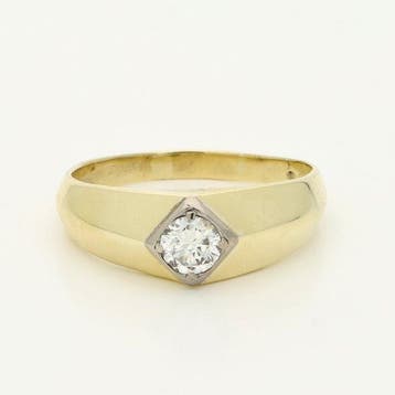 Ring - 14 karaat Geel goud - 0.33ct. tw. Diamant, Nieuw