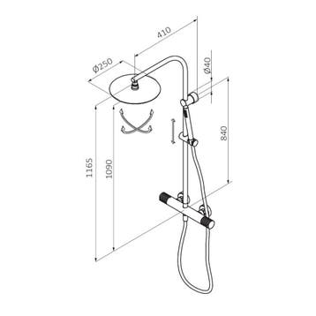 Opbouw Regendouche Set GRB Aura XL Messing met Staaf, Ophalen of Verzenden, Nieuw