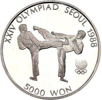 Zuid-Korea. 5000 Won 1987 XXIV Olympiad Seoul : Tae Kwon