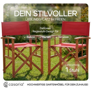 Regisseursstoel rood eucalyptushout FSC®-gecertificeerd I.., Tuin en Terras, Tuinstoelen, Verzenden, Nieuw
