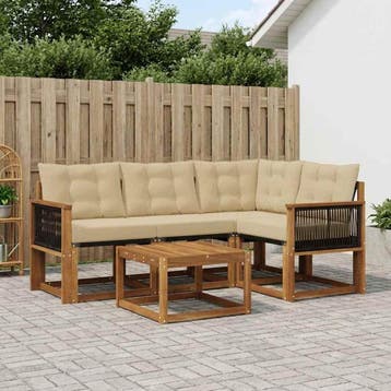 vidaXL Buiten bankenset 5 st Natuurlijk en Beige, Verzenden, Nieuw