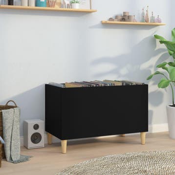 vidaXL Platenkast 74,5x38x48 cm bewerkt hout zwart, Verzenden, Nieuw