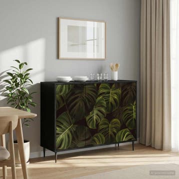 vidaXL Dressoir ELBURG Zwart eiken 102 x 33 x 76 cm Bewerkt, Huis en Inrichting, Kasten | Dressoirs, Verzenden, Nieuw, Overige houtsoorten