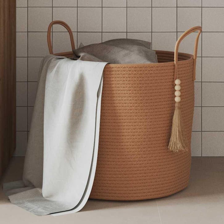 vidaXL Opbergmand Ø 40x35 cm katoen bruin, Huis en Inrichting, Woonaccessoires | Schalen en Manden, Nieuw, Verzenden