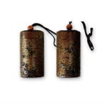 Vier-ruimte Nashiji Maki-e Inro met bloemmotief en Ojime -