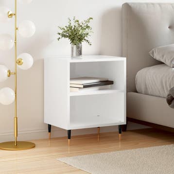 vidaXL Nachtkastje 40x30x50 cm bewerkt hout hoogglans wit, Minder dan 45 cm, Verzenden, Nieuw, Minder dan 55 cm