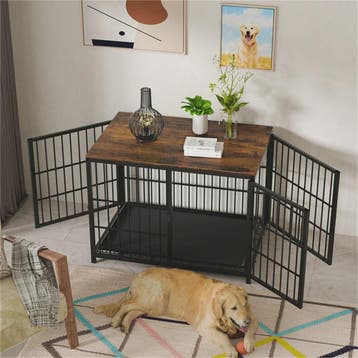 Stijlvolle Houten Hondenkennel - Meubelstijl Bench met 3 Deu, Dieren en Toebehoren, Verzenden, Nieuw