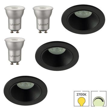 Set van 3 inbouwspots Saturnus mini zwart + LED spots GU11, Verzenden, Nieuw, Overige typen
