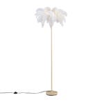 Art Deco vloerlamp beige met witte veren - Peahen, Verzenden, Nieuw, Art Deco
