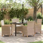 vidaXL Tuin eettafelset 5 pcs Beige poly rattan, Verzenden, Nieuw, Rotan, 5 zitplaatsen