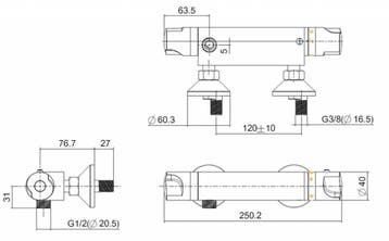 Wiesbaden Universal therm.douchekraan 12cm, Ophalen of Verzenden, Nieuw