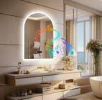 Slimme LED Badkamerspiegel – Gebogen, Bluetooth, Tijd, 60x90, Verzenden, Nieuw