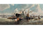 Adrianus Verveen (1912-1988) - Havengezicht met Schepen