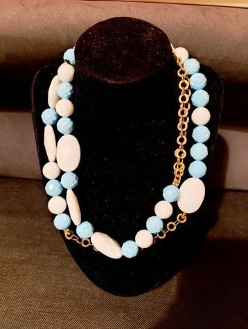Zilver, Turkoois en witte agaat - Ketting met hanger