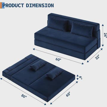 2-in-1 Fluweel Slaapbank - Comfortabele 2-zits Bank met Afne, Verzenden, Nieuw