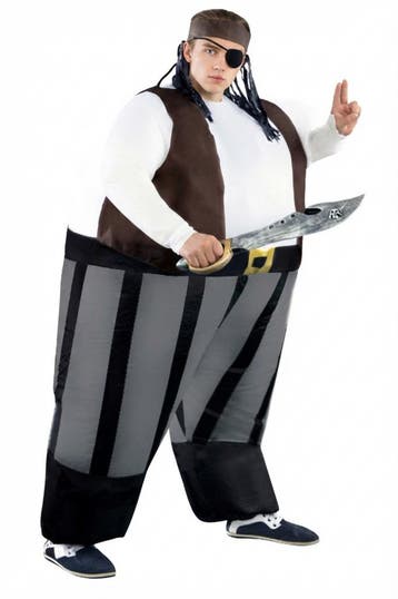 KIMU® Opblaas Kostuum Piraat Opblaasbaar Pak Piratenpak Masc, Carnaval, Nieuw, Overige maten, Ophalen of Verzenden