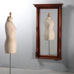 Notenhouten schouwspiegel Historisme ca 1880 met zuilen No95, Antiek en Kunst, Ophalen of Verzenden