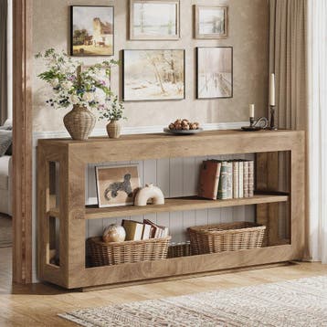 Landelijke Console Tafel 160cm met 3 Opbergplanken - Hal en, Verzenden, Nieuw