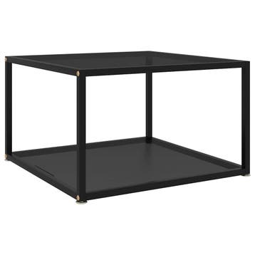vidaXL Salontafel 60x60x35 cm gehard glas zwart, 50 tot 100 cm, Verzenden, Nieuw, 50 tot 100 cm