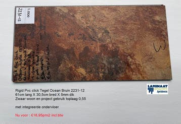 Pvc click v.a €14,95p/m2 Tegel en Hout decoren 13 X Kleur, 75 m² of meer, Nieuw, Ophalen of Verzenden, Crème
