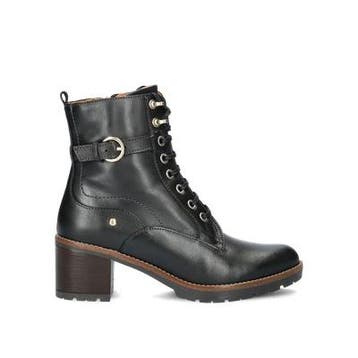 Pikolinos Llanes veterboots voor dames in het Zwart, Verzenden, Zwart, Lage of Enkellaarzen, Nieuw