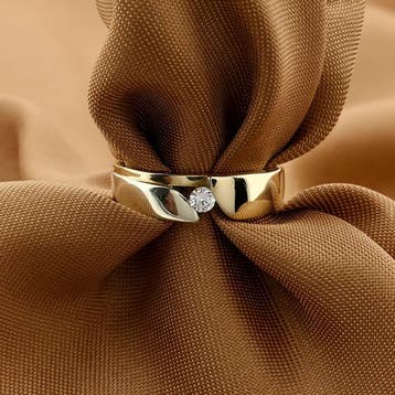 8 karaat bicolor ring met zirconia, Gebruikt, Overige kleuren, Ophalen of Verzenden, Kleiner dan 17