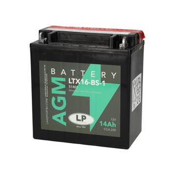 Landport (LP) LTX16-BS-1 12 volt 14,0 ah AGM motor accu, Ophalen of Verzenden, Nieuw