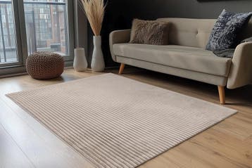 Hoogpolig Vloerkleed | Plush | Strepen | Taupe | 120x170 cm, Verzenden, Nieuw
