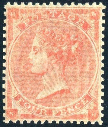 Groot-Brittannië 1862 - Victoria, 4d. lichtrood, watermerk, Gestempeld