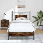 vidaXL Bedframe zonder matras hout gerookt eikenkleurig, 90 cm, Eenpersoons, Bruin, Verzenden