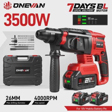 ONEVAN 3500W Brushless Accu Klopboormachine - Krachtige Slag, Verzenden, Nieuw