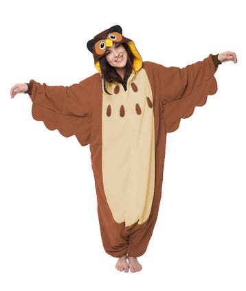 Onesie Bruine Uil Pak L-XL Uilenpak Kostuum Bruin Vogel Vleu, Maat 52/54 (L), Carnaval, Nieuw, Ophalen of Verzenden