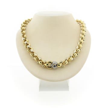 Cadaro bicolor gouden ketting met saffier en diamanten; 0..., Gebruikt, Ophalen of Verzenden, Met edelsteen, Goud