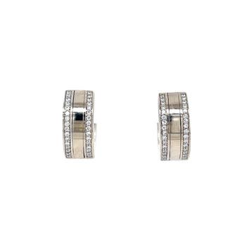 Witgouden klapcreolen met diamant 14 krt, Sieraden, Tassen en Uiterlijk, Verzenden, Zo goed als nieuw, Goud