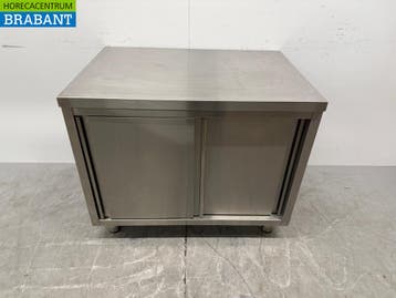 RVS Werkkast Kast Werktafel 2 schuifdeuren 100 cm Horeca, Ophalen of Verzenden, Gebruikt