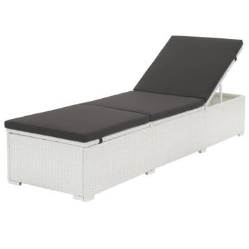 vidaXL Ligbed met zwart kussen poly rattan wit, Verzenden, Nieuw