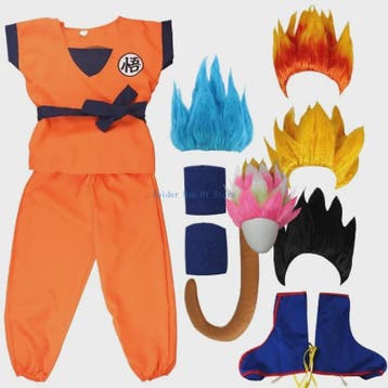 Son Goku Kinderkostuum met Pruik en Staart - Anime Cosplay F, Verzenden, Nieuw
