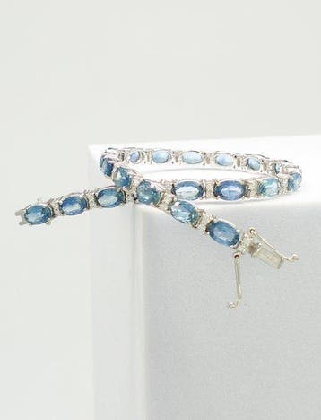 Armband - 18 karaat Witgoud Saffier - Diamant, Nieuw